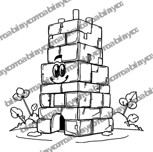 Puzzle Block Tower colouring page — free printable for teens
