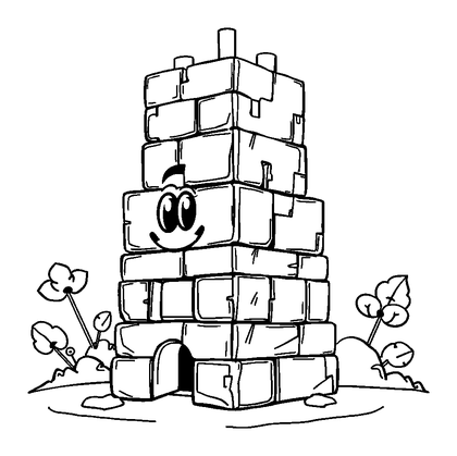 Puzzle Block Tower Colouring Page (Teens, Standard)