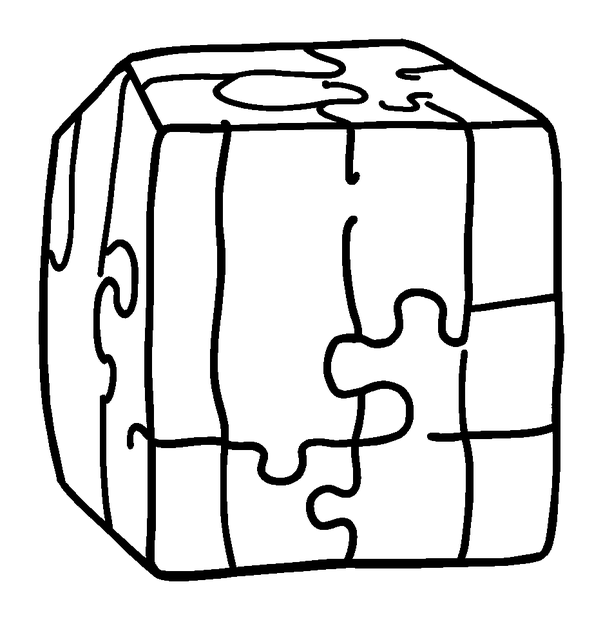 Puzzle Cube colouring page — free printable for kids