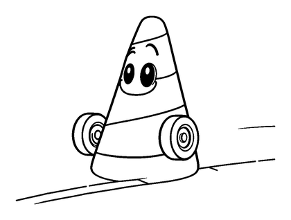 Racing Cone Colouring Page (Toddler, Bold & Easy)