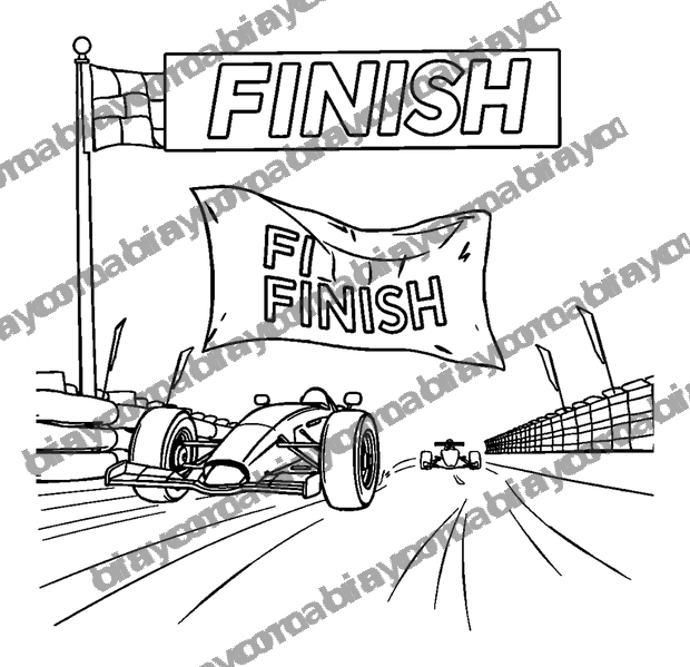 Racing Finish Flag colouring page — free printable for teens