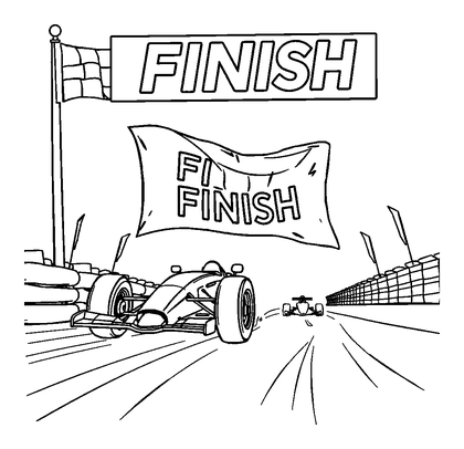 Racing Finish Flag Colouring Page (Teens, Standard)