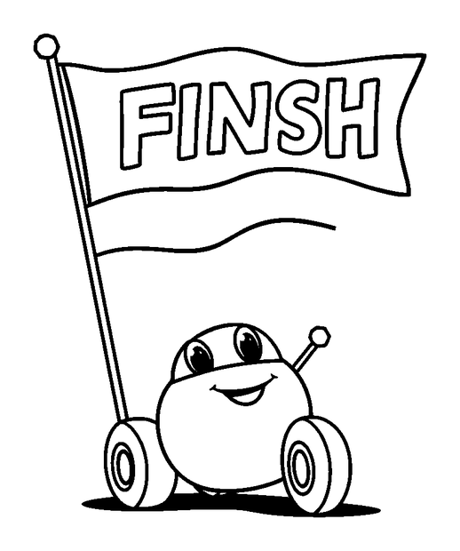 Racing Finish Flag colouring page — free printable for toddlers