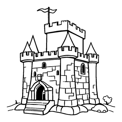 Tower Defense Castle Colouring Page (Kids, Standard)