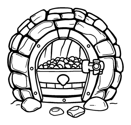 Treasure Vault Colouring Page (Kids, Standard)