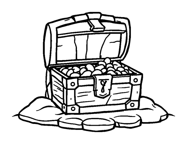 Treasure Vault colouring page — free printable for toddlers