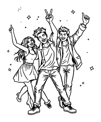 Victory Dance Celebration Colouring Page (Teens, Standard)