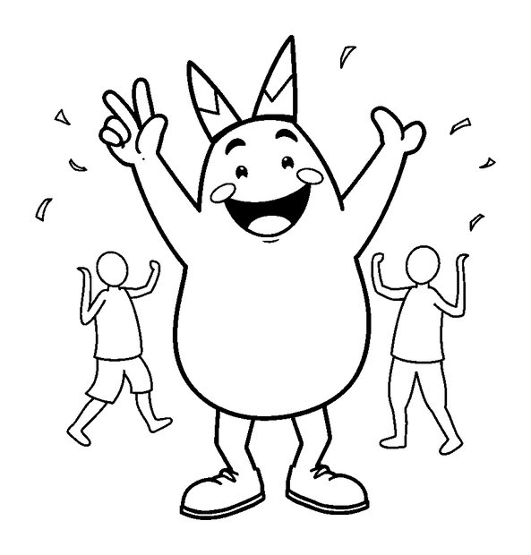 Victory Dance Celebration colouring page — free printable for toddlers