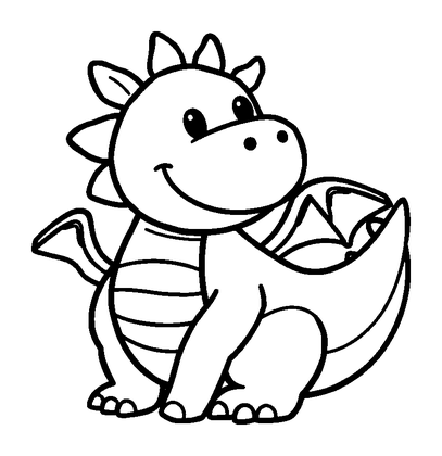 Video Game Dragon Colouring Page (Toddler, Bold & Easy)