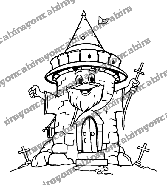 Wizard Tower Quest colouring page — free printable for teens