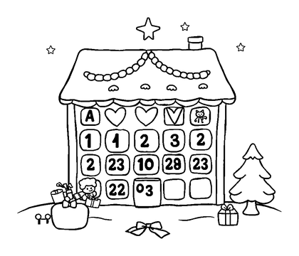 Advent Calendar Colouring Page (Kids, Bold & Easy)