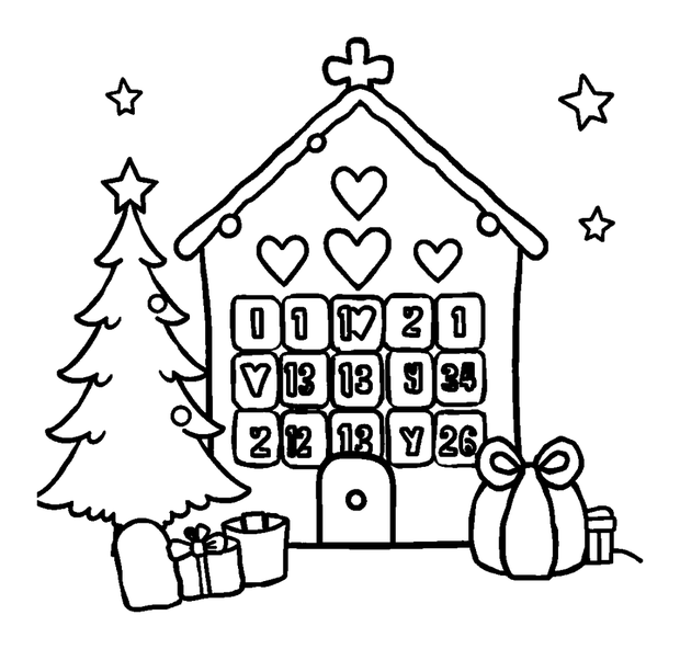 Advent Calendar colouring page — free printable for kids
