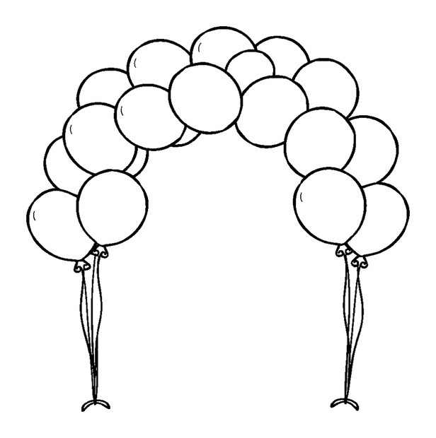 Balloon Arch colouring page — free printable for kids