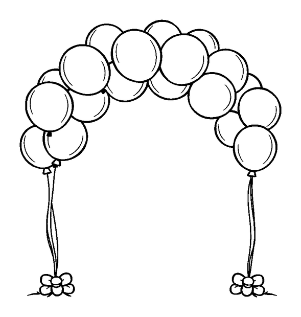 Balloon Arch colouring page — free printable for kids
