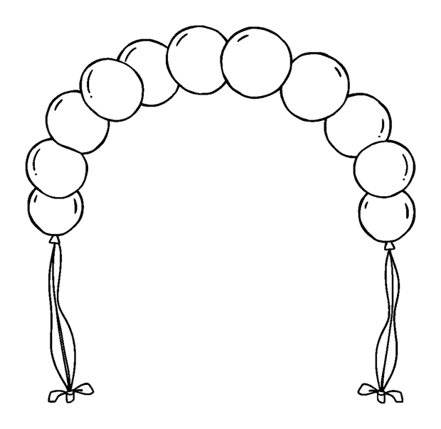 Balloon Arch colouring page — free printable for toddlers