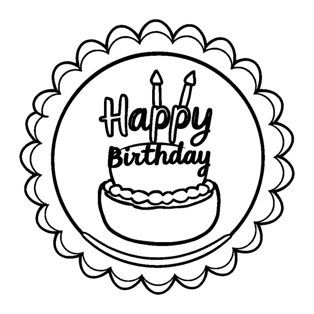 Birthday Badge colouring page — free printable for kids