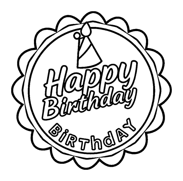 Birthday Badge colouring page — free printable for kids