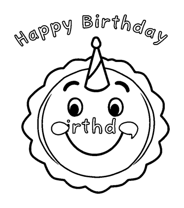 Birthday Badge Colouring Page (Toddler, Bold & Easy)