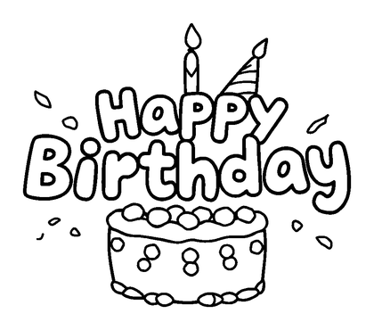 Birthday Banner Colouring Page (Kids, Standard)