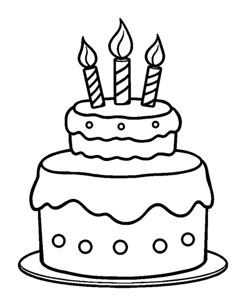 Birthday Cake colouring page — free printable for kids