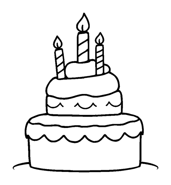 Birthday Cake colouring page — free printable for toddlers