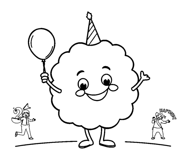 Birthday Parade colouring page — free printable for toddlers