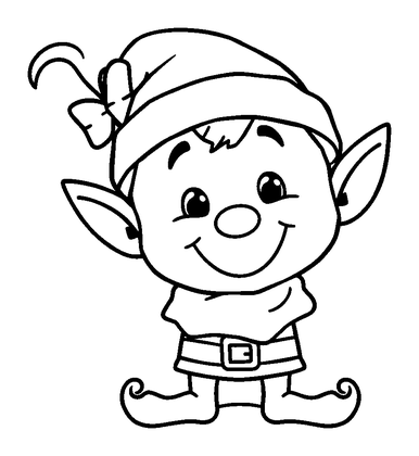 Christmas Elf Colouring Page (Kids, Bold & Easy)