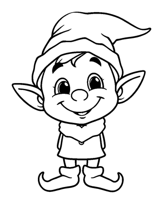 Christmas Elf Colouring Page (Toddler, Bold & Easy)