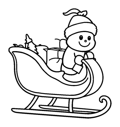 Christmas Sleigh Delivery Colouring Page (Kids, Bold & Easy)