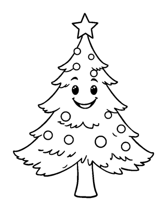 Christmas Tree Colouring Page (Toddler, Bold & Easy)