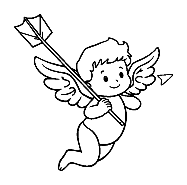 Cupid Arrow colouring page — free printable for toddlers