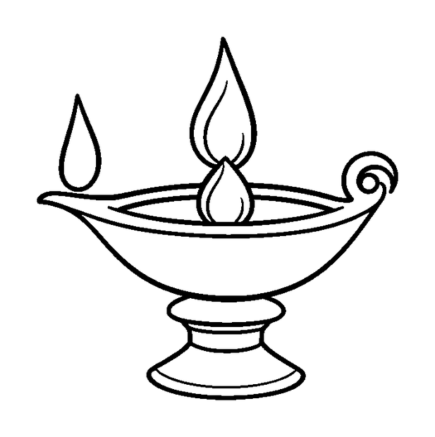 Diwali Lamp colouring page — free printable for kids