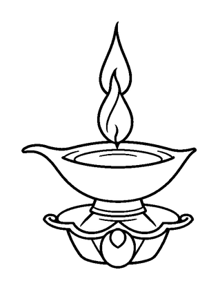 Diwali Lamp Colouring Page (Kids, Standard)