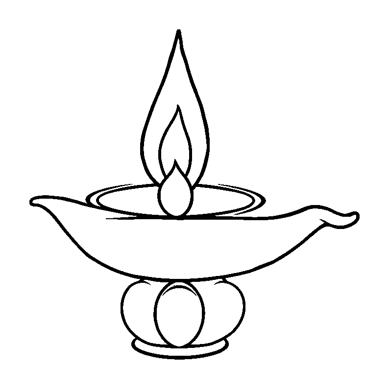 Diwali Lamp colouring page — free printable for toddlers