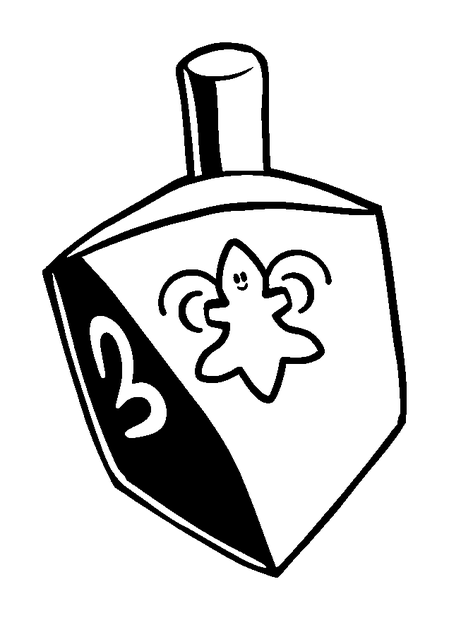 Dreidel colouring page — free printable for kids