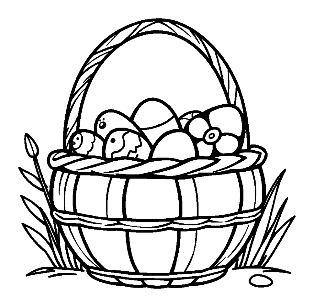 Easter Basket colouring page — free printable for kids