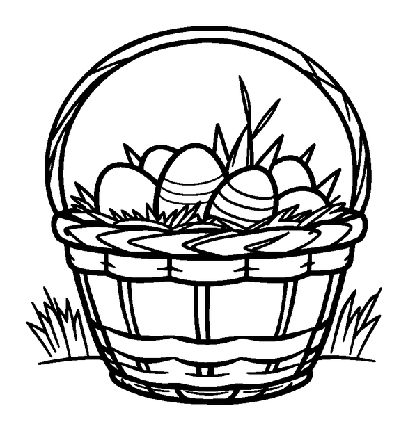 Easter Basket colouring page — free printable for kids