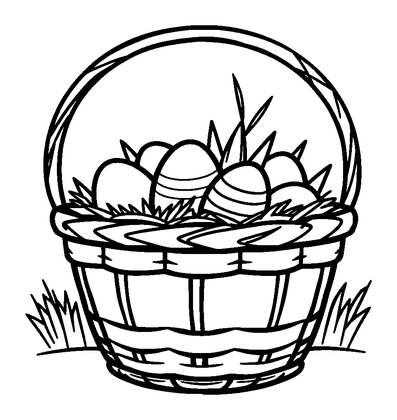 Easter Basket Colouring Page (Kids, Standard)