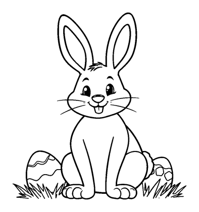 Easter Bunny Colouring Page (Toddler, Bold & Easy)