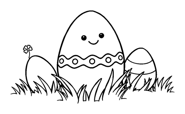 Easter Egg Hunt Scene colouring page — free printable for kids