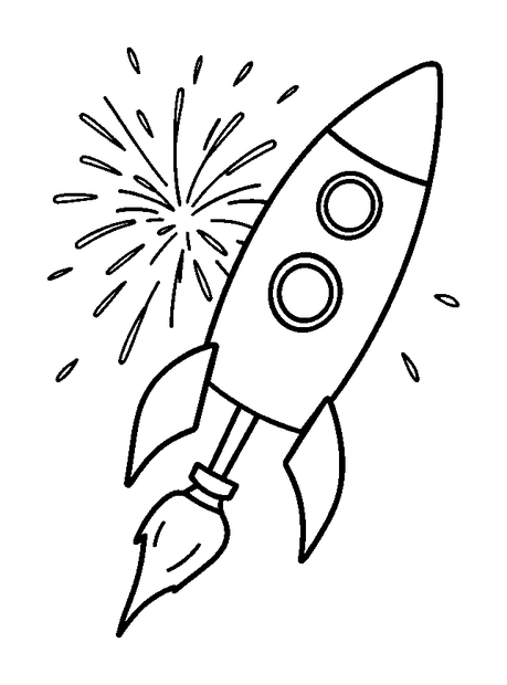 Fireworks Rocket colouring page — free printable for kids