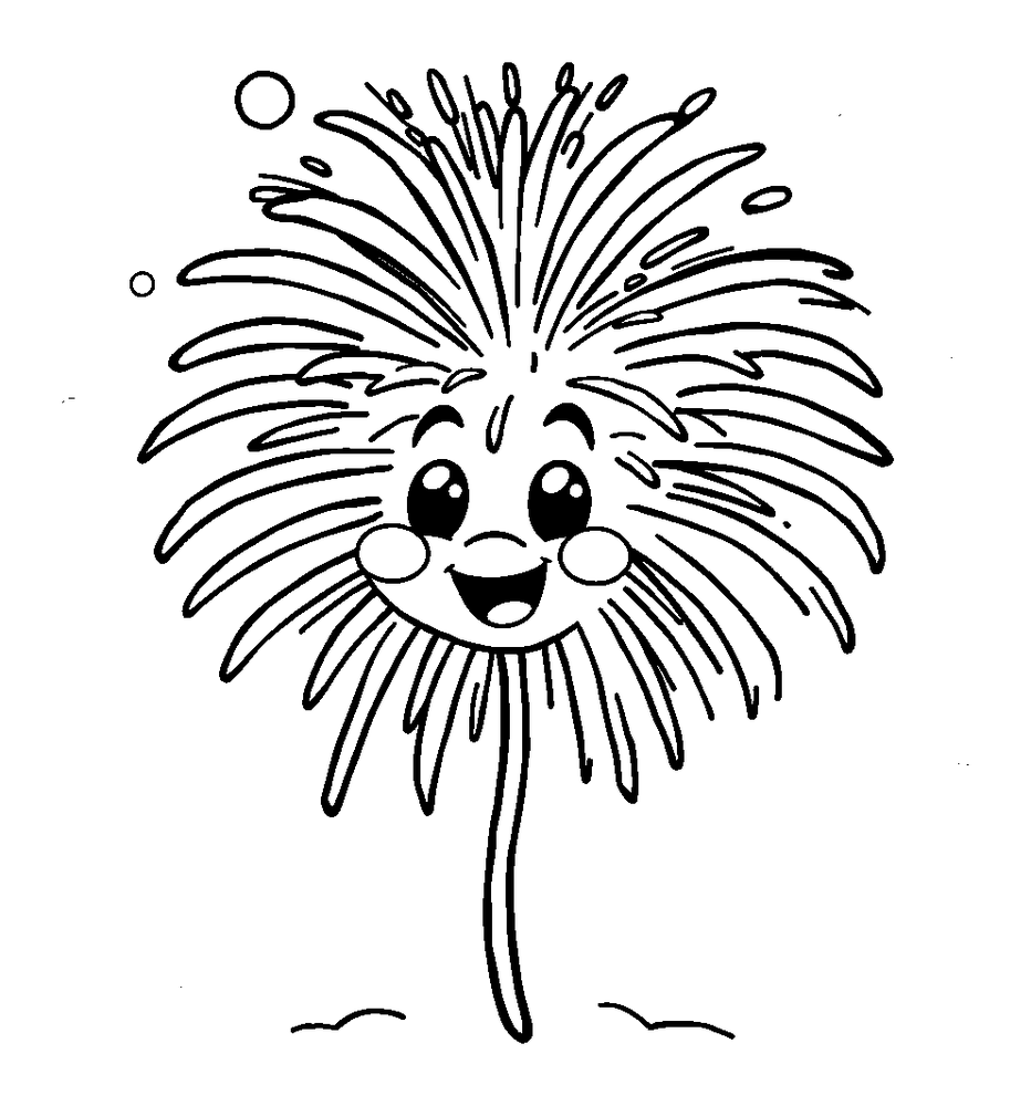 Fireworks colouring page — free printable for toddlers