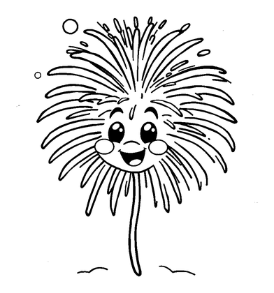 Fireworks Colouring Page (Toddler, Bold & Easy)