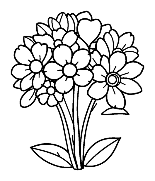 Flower Bouquet colouring page — free printable for kids
