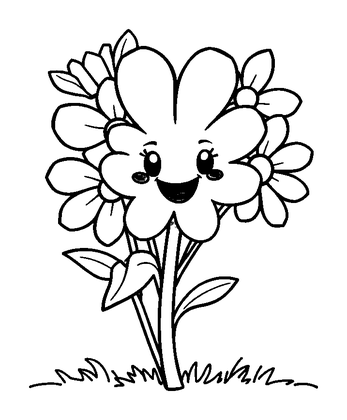 Flower Bouquet Colouring Page (Kids, Standard)