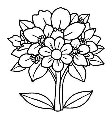 Flower Bouquet Colouring Page (Toddler, Bold & Easy)
