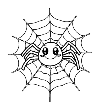 Friendly Spider Web Colouring Page (Kids, Standard)