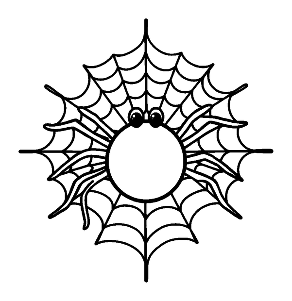 Friendly Spider Web colouring page — free printable for toddlers