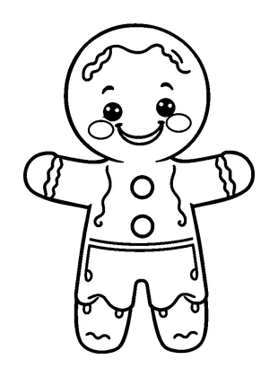 Gingerbread Man Colouring Page (Kids, Standard)