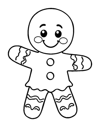Gingerbread Man Colouring Page (Toddler, Bold & Easy)